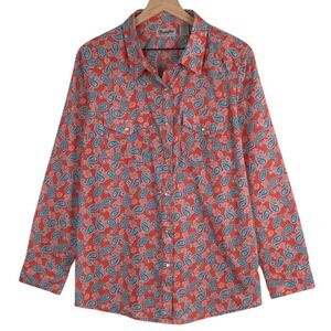 VTG WRANGLER Wrancher Cotton Paisley Western Snap Shirt Women's XL Long Sleeve